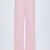 Pantaloni a gamba dritta a vita media Libby Pointelle in rosa baby Pantaloni a gamba dritta a vita media Libby Pointelle in rosa baby