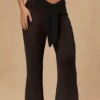 Pantaloni a gamba larga Hydra con lacci sul davanti in nero Pantaloni a gamba larga Hydra con lacci sul davanti in nero