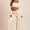 Pantaloni a gamba larga in maglia soffice Safia, colore avorio Pantaloni a gamba larga in maglia soffice Safia, colore avorio