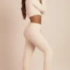 Pantaloni a gamba larga in maglia soffice Safia, colore avorio Pantaloni a gamba larga in maglia soffice Safia, colore avorio