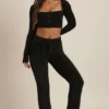 Pantaloni a gamba larga in maglia soffice Safia, colore nero Pantaloni a gamba larga in maglia soffice Safia, colore nero