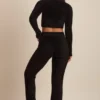 Pantaloni a gamba larga in maglia soffice Safia, colore nero Pantaloni a gamba larga in maglia soffice Safia, colore nero