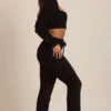 Pantaloni a gamba larga in maglia soffice Safia, colore nero Pantaloni a gamba larga in maglia soffice Safia, colore nero