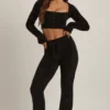 Pantaloni a gamba larga in maglia soffice Safia, colore nero Pantaloni a gamba larga in maglia soffice Safia, colore nero