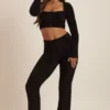 Pantaloni a gamba larga in maglia soffice Safia, colore nero Pantaloni a gamba larga in maglia soffice Safia, colore nero
