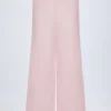 Pantaloni a gamba larga in popeline di cotone Dalila a righe rosa e bianche Pantaloni a gamba larga in popeline di cotone Dalila a righe rosa e bianche