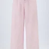Pantaloni a gamba larga in popeline di cotone Piran a righe rosa Pantaloni a gamba larga in popeline di cotone Piran a righe rosa