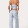Pantaloni a vita bassa in jersey a costine a righe blu Pantaloni a vita bassa in jersey a costine a righe blu