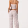 Pantaloni a vita bassa in jersey a costine a righe rosa Pantaloni a vita bassa in jersey a costine a righe rosa