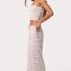 Pantaloni a vita bassa in jersey a costine a righe rosa Pantaloni a vita bassa in jersey a costine a righe rosa