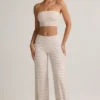Pantaloni a vita media con risvolto in Modal Melida a righe rosa e gialle Pantaloni a vita media con risvolto in Modal Melida a righe rosa e gialle