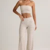 Pantaloni a vita media con risvolto in Modal Melida a righe rosa e gialle Pantaloni a vita media con risvolto in Modal Melida a righe rosa e gialle