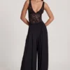 Pantaloni a vita media e gamba larga in jersey morbido Zafira, colore nero Pantaloni a vita media e gamba larga in jersey morbido Zafira, colore nero