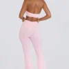 Pantaloni a zampa arricciati in jersey spazzolato rosa pallido melange Pantaloni a zampa arricciati in jersey spazzolato rosa pallido melange