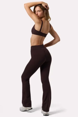 Pantaloni a zampa arricciati Soft Active in color espresso