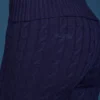 Pantaloni a zampa con risvolto in maglia a trecce blu navy Pantaloni a zampa con risvolto in maglia a trecce blu navy