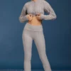 Pantaloni a zampa con risvolto in maglia a trecce, grigio melange Pantaloni a zampa con risvolto in maglia a trecce, grigio melange