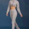 Pantaloni a zampa con risvolto in maglia a trecce, grigio melange Pantaloni a zampa con risvolto in maglia a trecce, grigio melange