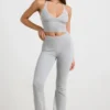 Pantaloni a zampa d’elefante con risvolto in maglia grossa, grigio melange Pantaloni a zampa d’elefante con risvolto in maglia grossa, grigio melange