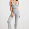 Pantaloni a zampa d’elefante con risvolto in maglia grossa, grigio melange Pantaloni a zampa d’elefante con risvolto in maglia grossa, grigio melange