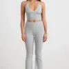 Pantaloni a zampa d’elefante con risvolto in maglia grossa, grigio melange Pantaloni a zampa d’elefante con risvolto in maglia grossa, grigio melange