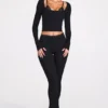 Pantaloni a zampa di elefante a vita media in Modal Philippa, colore nero Pantaloni a zampa di elefante a vita media in Modal Philippa, colore nero