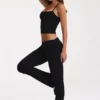 Pantaloni a zampa di elefante in modal a vita media, colore nero Pantaloni a zampa di elefante in modal a vita media, colore nero
