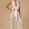 Pantaloni a zampa larga con lacci sul davanti Hydra in bianco