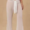 Pantaloni a zampa larga con lacci sul davanti Hydra in bianco