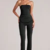 Pantaloni aderenti a vita media Lumi in nero Pantaloni aderenti a vita media Lumi in nero
