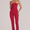 Pantaloni aderenti a vita media Lumi in rosso ciliegia Pantaloni aderenti a vita media Lumi in rosso ciliegia