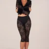 Pantaloni capri Annalisa con lacci in nero Pantaloni capri Annalisa con lacci in nero