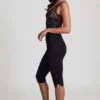 Pantaloni capri cropped in jersey Ponte Giuliana, colore nero Pantaloni capri cropped in jersey Ponte Giuliana, colore nero