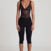 Pantaloni capri cropped in jersey Ponte Giuliana, colore nero Pantaloni capri cropped in jersey Ponte Giuliana, colore nero