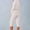 Pantaloni capri Selene in maglia a vita media, colore avorio Pantaloni capri Selene in maglia a vita media, colore avorio