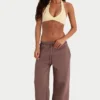 Pantaloni da jogging a gamba larga in jersey spazzolato color cacao Pantaloni da jogging a gamba larga in jersey spazzolato color cacao