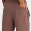 Pantaloni da jogging a gamba larga in jersey spazzolato color cacao Pantaloni da jogging a gamba larga in jersey spazzolato color cacao