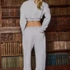 Pantaloni da jogging a gamba larga in jersey spazzolato grigio melange Pantaloni da jogging a gamba larga in jersey spazzolato grigio melange