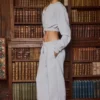 Pantaloni da jogging a gamba larga in jersey spazzolato grigio melange Pantaloni da jogging a gamba larga in jersey spazzolato grigio melange