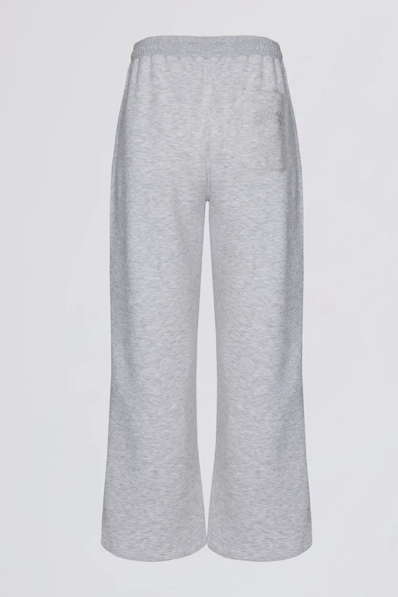 Pantaloni da jogging a gamba larga in jersey spazzolato grigio melange Pantaloni da jogging a gamba larga in jersey spazzolato grigio melange