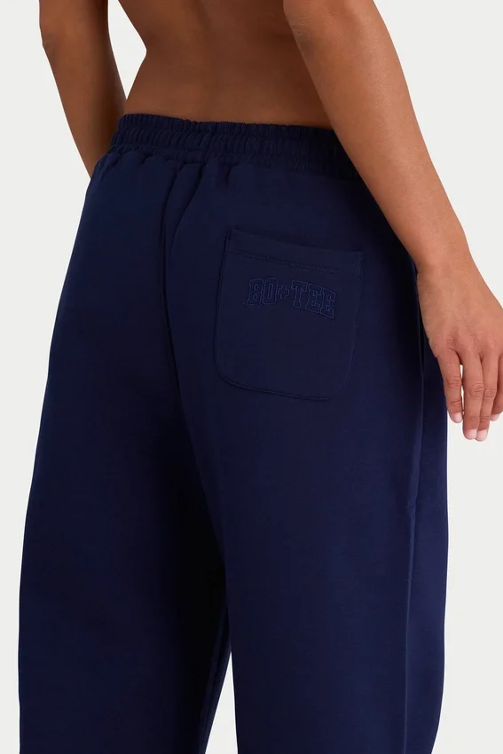 Pantaloni da jogging a gamba larga in jersey spazzolato in blu navy classico Pantaloni da jogging a gamba larga in jersey spazzolato in blu navy classico