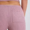 Pantaloni da jogging a gamba larga in maglia a costine color malva Pantaloni da jogging a gamba larga in maglia a costine color malva