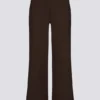 Pantaloni da jogging a gamba larga in maglia a costine color noce Pantaloni da jogging a gamba larga in maglia a costine color noce