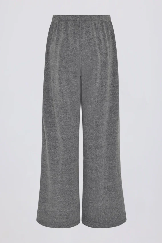 Pantaloni da jogging a vita bassa e gamba larga in cotone testurizzato con bottoni, colore grigio scuro Pantaloni da jogging a vita bassa e gamba larga in cotone testurizzato con bottoni, colore grigio scuro