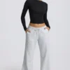 Pantaloni da jogging a vita bassa e gamba larga in grigio melange