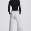 Pantaloni da jogging a vita bassa e gamba larga in grigio melange