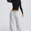 Pantaloni da jogging a vita bassa e gamba larga in grigio melange