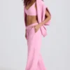 Pantaloni da jogging a vita media e gamba larga in morbido jersey di cotone, colore rosa confetto Pantaloni da jogging a vita media e gamba larga in morbido jersey di cotone, colore rosa confetto