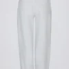 Pantaloni da jogging comodi a vita media in jersey di cotone spazzolato grigio melange Pantaloni da jogging comodi a vita media in jersey di cotone spazzolato grigio melange