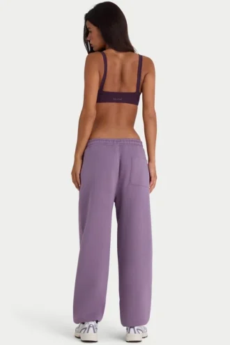 Pantaloni da jogging comodi a vita media in jersey spazzolato, colore Dusk